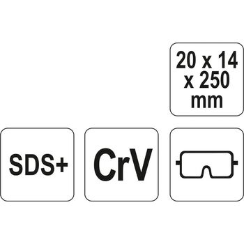 Зубило "долото" SDS+, L= 20х14 х 250 мм. CrV, YT-4721 YATO