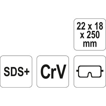 Зубило "U-подібне" SDS+, L= 22х18 х 250 мм. CrV, YT-4722 YATO