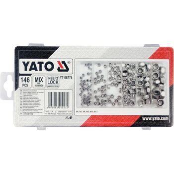Гайки М4- М10 самозатисні в пластиковій коробці наб. 146 шт., YT-06774 YATO