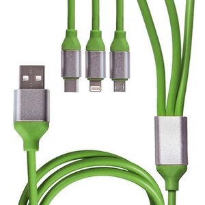 Кабель 3 в 1 USB - Micro USB/Apple/Type C (Green) (3 в 1 Bk)