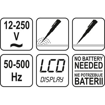 Індикатор напруги контрольний цифровий 12-250 V LCD, YT-2861 YATO