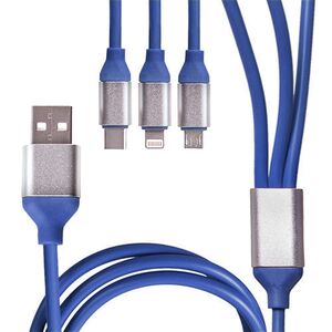 Кабель 3 в 1 USB - Micro USB/Apple/Type C (Blue) (3 в 1 Bk)