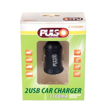 Автомобільний зарядний пристрій PULSO, 2USB (12 / 24V - 5V 3,1A) (C-31203BK)