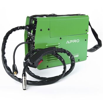 Зварювальний напівавтомат інверторний APRO MIG-140, 20-140А, ел.4мм, пр.0.8-1мм 1кг 3+2.5+2м 894562